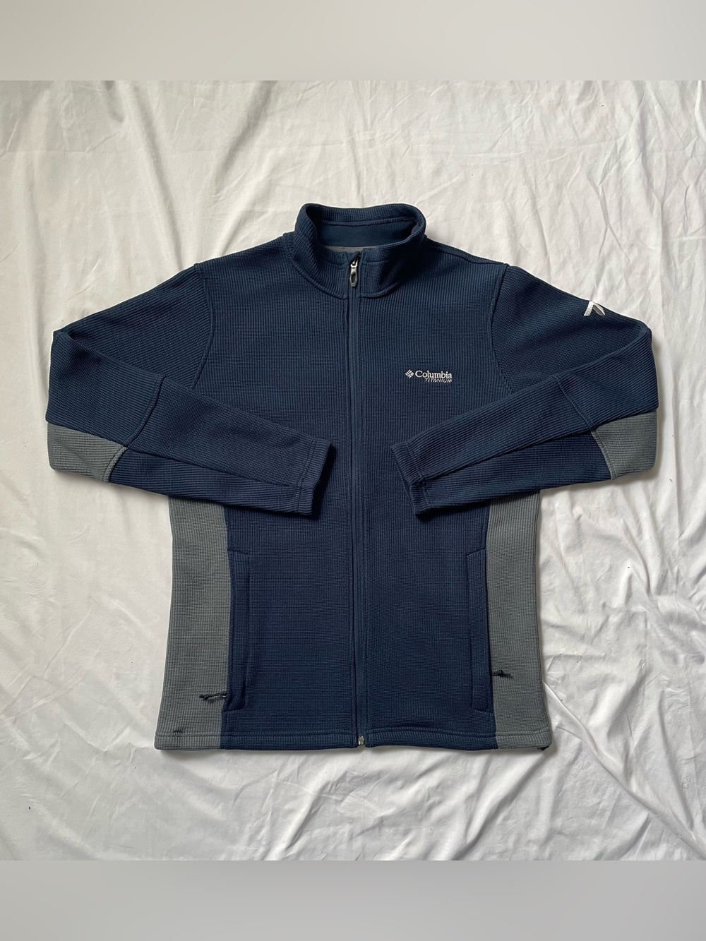 Columbia Titanium Men’s Blue/Gray Colorblock Full Zip Mock Neck Jacket M Poly